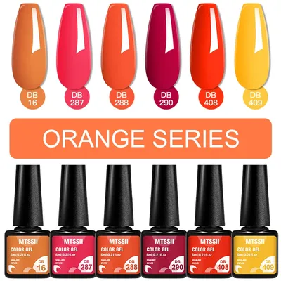 MTSSII 6Pcs/Set Gel Nail Polish Glitter Glitter Halloween Pumpkin Color Soak Off Nail Art UV Gel For Nails Manicure For Nails
