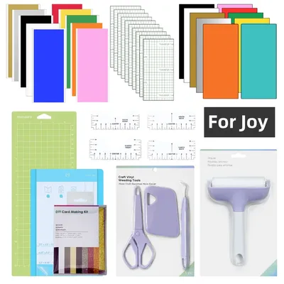 Ein Satz Zubehörpakete für Cricut Joy/Joy Xtra/Maker, mit selbstklebendem Vinyl, HTV, Kartenset, Unkrautwerkzeuge für Cricut-Projekte