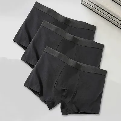 3-Piece Set Of Men's Black Sexy Boxer Shorts, Soft And Breathable Casual Underwear, Men's Comfortable Boxer Shorts