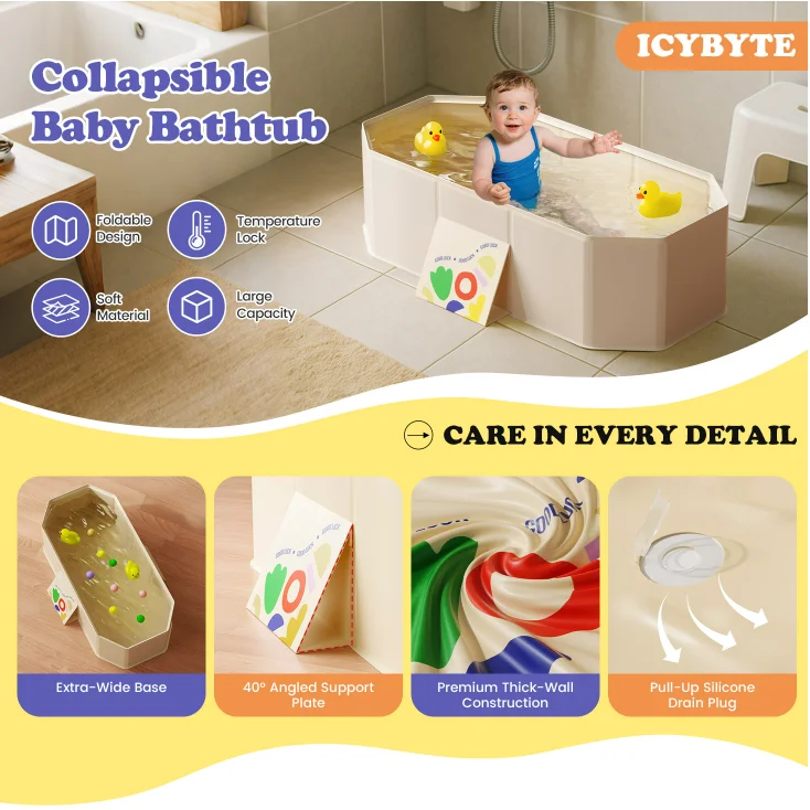 Faltbare Badewanne für Kinder, Badewanne mit Abflussstopfen, faltbare Baby-Duschwanne, tragbares Badezimmer, Pool, Katze, Hund, Waschduschbecken