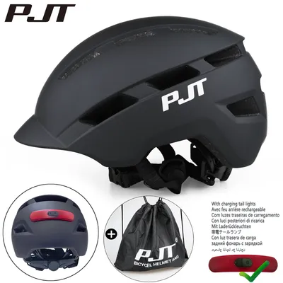 PJT Outdoor Sports Cycling Safety Helmet Bike Scooter Mountain Road Bike Helmet Tail lights/Package for Men Women Bicycle Helmet