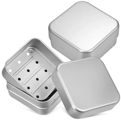 2 Pcs Aluminum Box Draining Soap Holder Travel Case Portable Soap Dishes Shower Soap Holder With Lid Bar Soap Travel Container