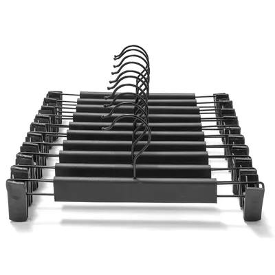 10Pcs Clothes Pants Hangers, Space-Saving Skirt Holders, Adjustable Clips, Trouser Hangers, Clothes Coat Garment Jeans Hangers