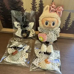 Für Labubu Kawaii Mode Bogen Kleid Anzug Korea Overalls Set mit Tasche für Labubu V1 V2 V3 Puppen Kleidung Outfit Puppen Zubehör