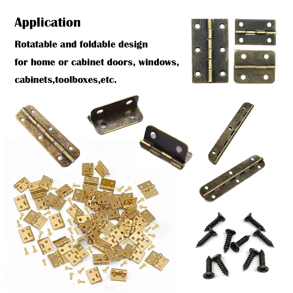 10–25 Stück Mini kleine antike Messing Bronze Schmucktruhe Geschenkbox Holz Weinkiste Schranktürscharnier mit Schrauben