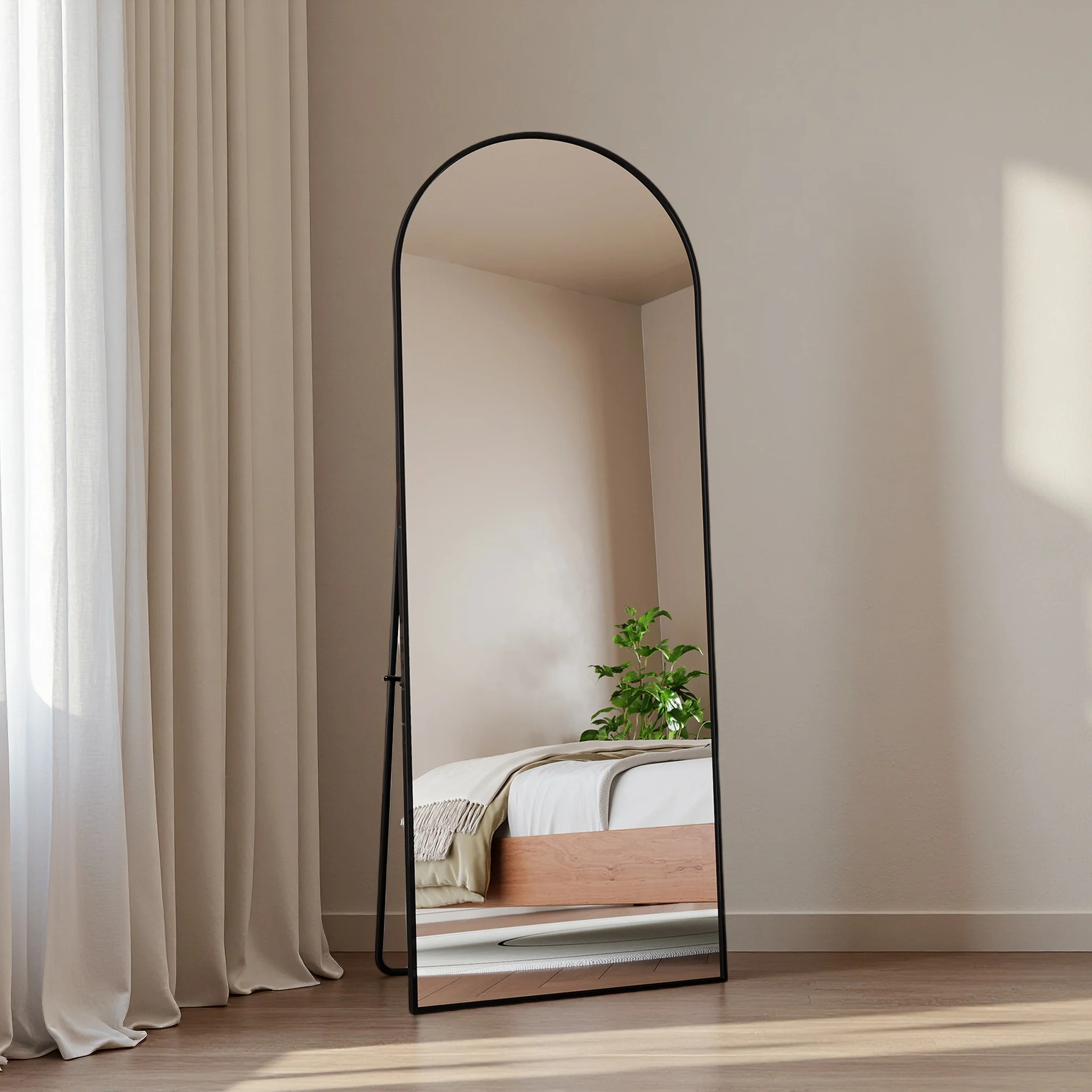 Rosahqnda Ganzkörperspiegel 162cm,Schminkspiegel mit Ständer,Standspiegel,neigbar oder aufhängbar im Schlafzimmer,Metallrahmen