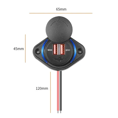 Dual USB Charger Car Charger Power Socket Adapter Charging Panel Mount 12-24V Waterproof for Car Motorcycle Truck ATV Boat