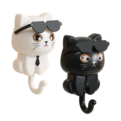 Hot sales Cat Hooks Stickers Bedroom Door Hooks Key Hooks Umbrella Towel Hat Coat Rack Wall Animal Decorative Hooks