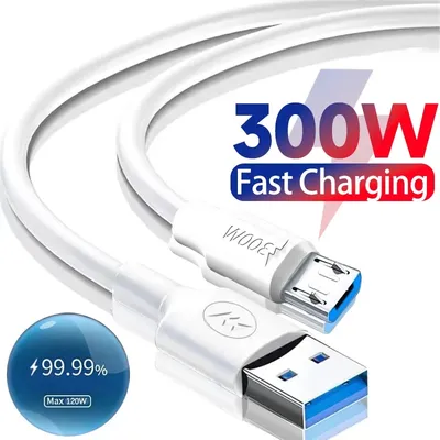 6.0mm Thick Micro USB Cable 300W Super Fast Charging Type C Charger Data Line for Samsung Xiaomi Huawei Android USB C Cables