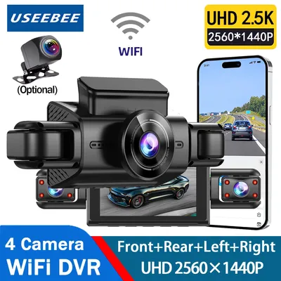 360 Grad 4 Kameras Dash Cam Auto DVR WiFi 2,5 K Video Recorder 4 Kanal Vorne Rückansicht Nachtsicht Black Box DVR Für Fahrzeug