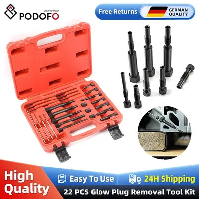 Podofo 22PCS Glow Plug Extractor Kits Electrodes Removal Tool Plug Heater Removal Set Small Engine Repair Tool For M8 M10