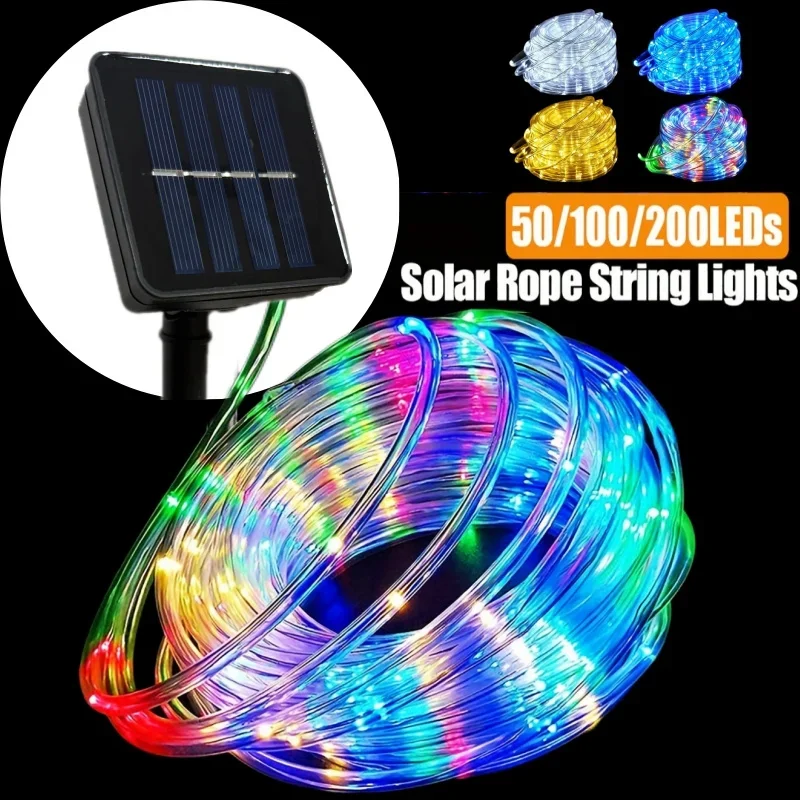 LED Solar Lichterketten Garten Wasserdichte Rohr Seil Lampe Weihnachten Girlande Lichterkette Für Outdoor Urlaub Dekoration Beleuchtung