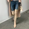 Frauen Über die Knie Hohe Stiefel Schwarz Khaki Schuhe Damen Sexy Schlanke Bein Elastische Oberschenkel Stiefel Kid Wildleder Kleid Botas mujer Größe 33-43