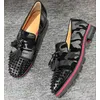 Camouflage Stil Leder Neue männer Schuhe Schwarz Nieten Runde Kappe Punk Männliche Faulenzer Rote Sohle Handgemachte Zapatos Para Business Mann DE