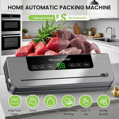 Electric Vacuum Sealer Machine Dry/Wet Food Packaging Vacuum Sealing Bags Built-in Cutter Kitchen Food Storage Vacuum Sealer
