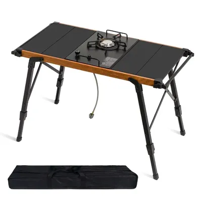 Pandatour 2025 Camping Folding Removable IGT Wood Table Lightweight Camp BBQ Grill Table Outdoor Picnic Fishing Table IGT Set