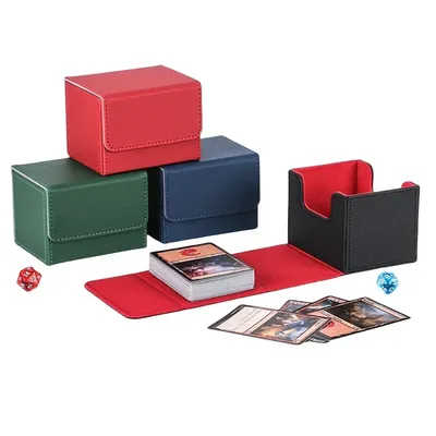 Kartendeckbox für Sammelkarten, MTG Commander Deck Box, fasst 100+ einhülse Karten, magnetische Karten-Aufbewahrungsbox aus Leder für TCG