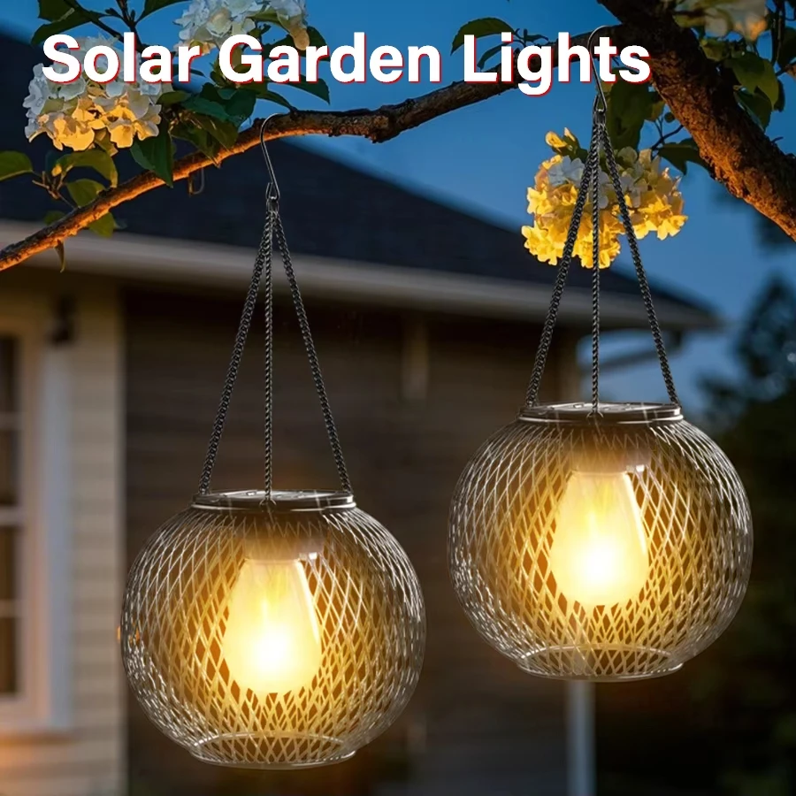 1pc/2pcs Outdoor Solar Grid Laterne Akku Outdoor Hängen Lichter Wasserdichte Solar Laternen, Hof Garten Lampe