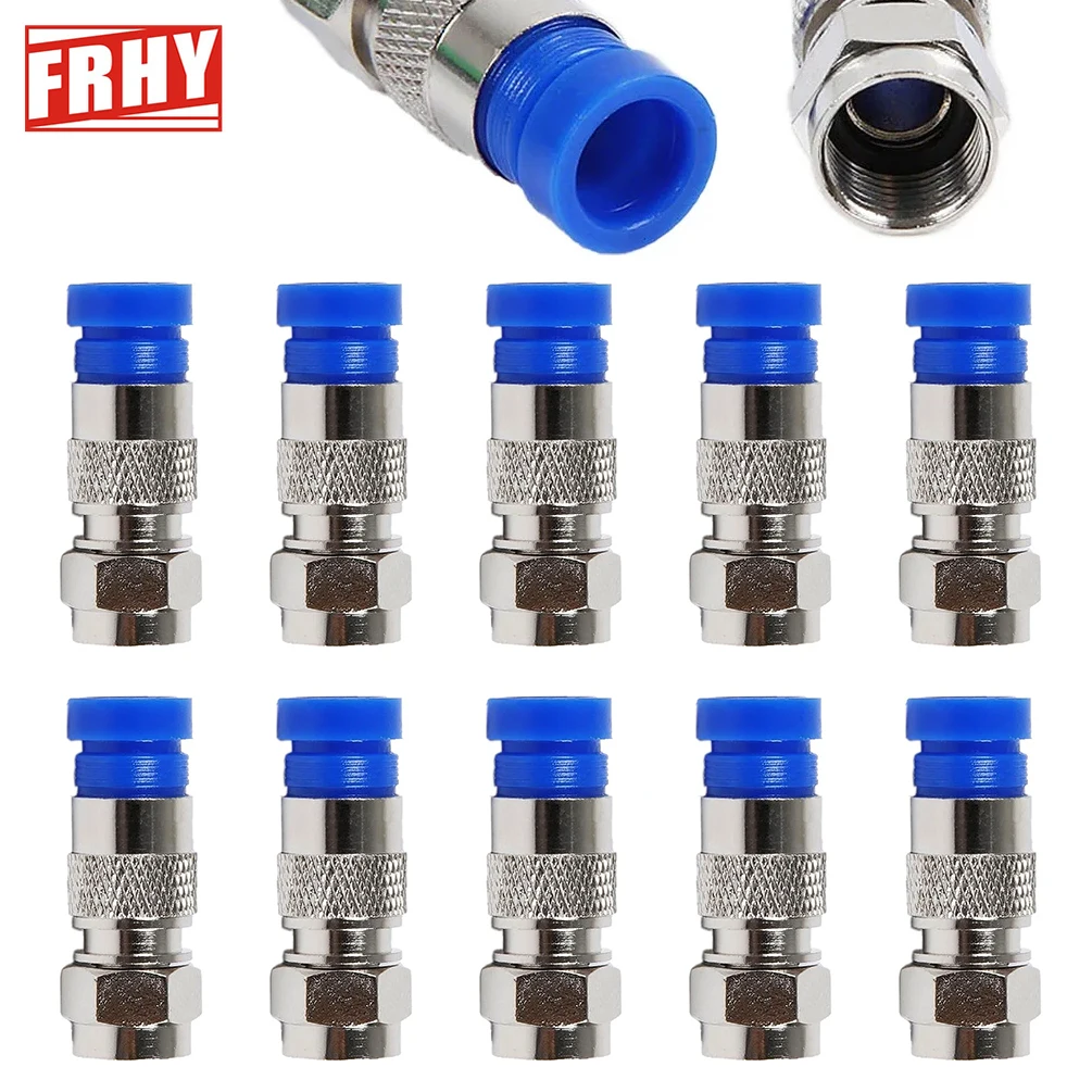 10 Stück F-Typ RG6-Kompressionsstecker – Premium-Koaxialkabel-Adapter-Set für Satellit und Kabelfernseher Image