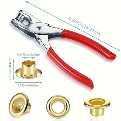 1/4 Inch Grommet Eyelet Plier Set, Eyelet Hole Punch Pliers Kit With 100 Metal Eyelets, Grommet Tool Kit For Leather Clothes Bel