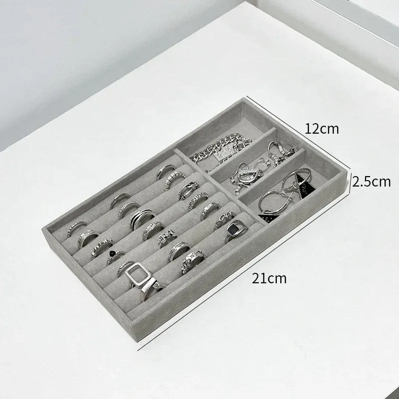 Schmuck Organizer Fach Stapelbare Samt Schmuck Tabletts Schublade Einsätze Ohrring Organizer Fall Für Frauen Schmuck Lagerung Display Image