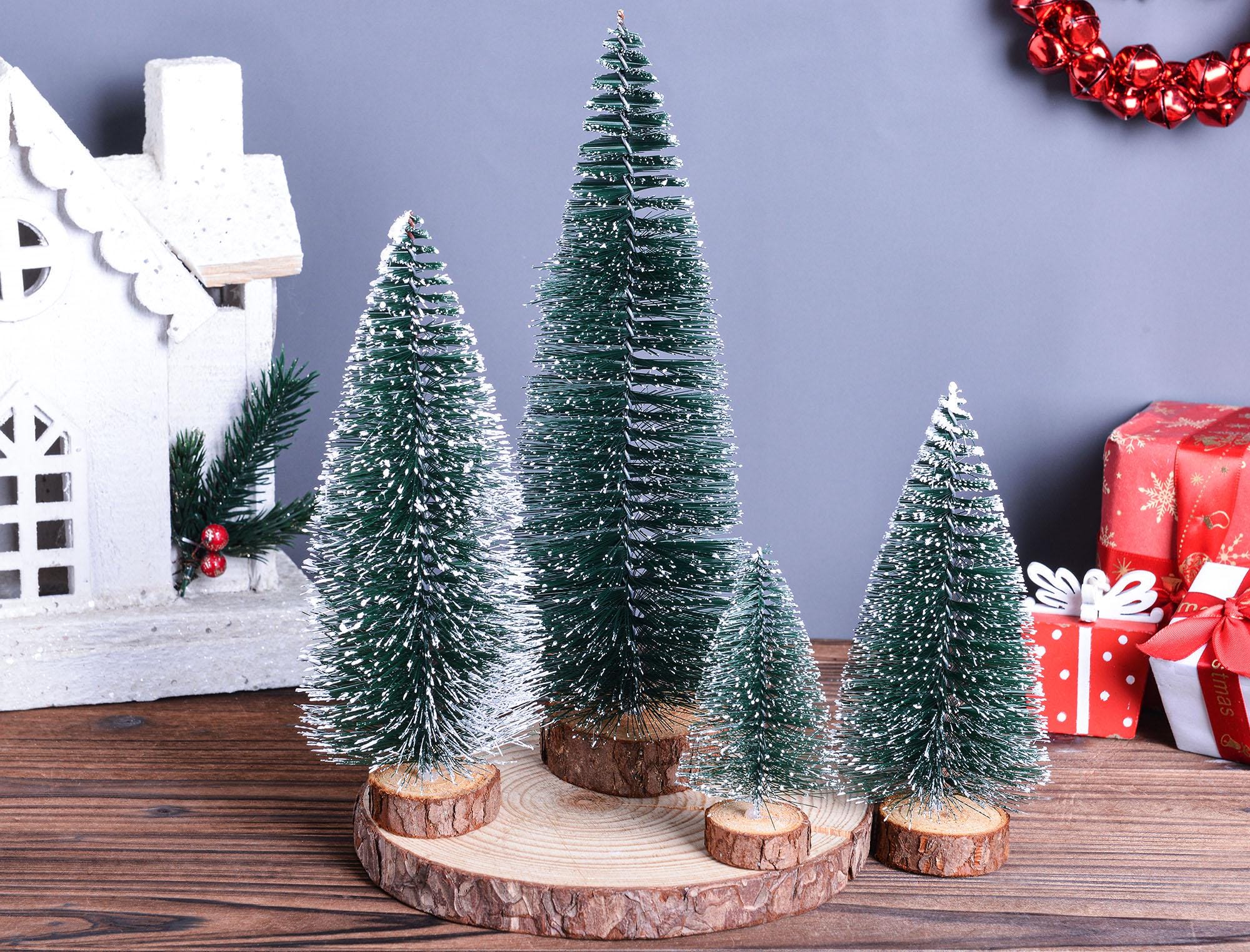 Albero di Natale di diverse dimensioni, albero di Natale ricoperto di neve, albero di pino finto, albero di Natale in legno, piccolo albero da tavolo,