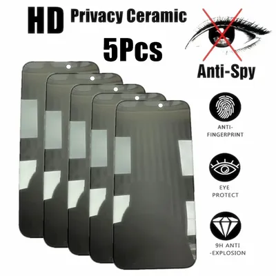 5 Stück HD Privacy Soft Ceramic Film Displayschutzfolie für iPhone 15/14/13/12/11 pro Max Mini iPhone 15 plus pro Max – kein Glas