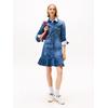 Jeanskleid TOMMY JEANS "WESTERN DENIM DRESS DI2057", Damen, Gr. XS (34), N-Gr, blau (denim schwarz), Denim/Jeans, Obermaterial: 100% Baumwolle, Abriebeffekte, casual, regular fit, Langarm, Kleider