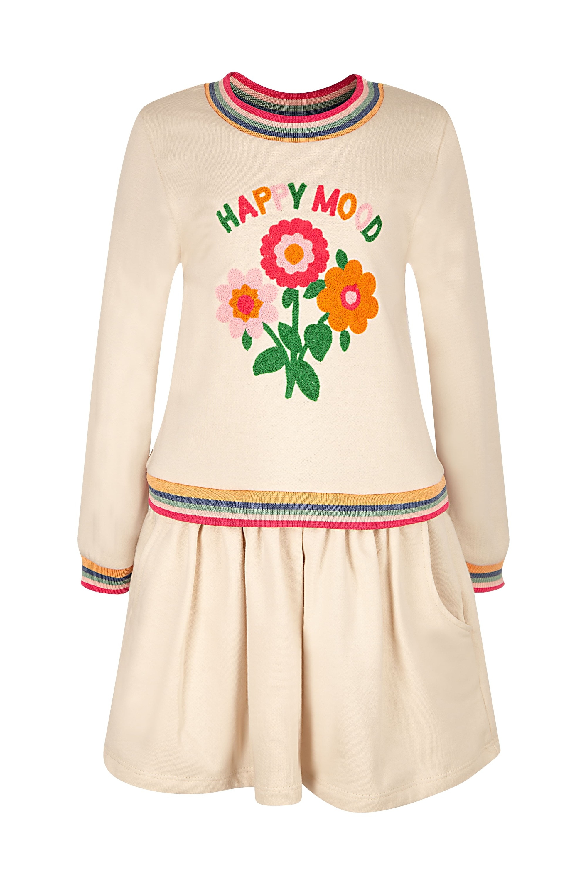 Sommerkleid HAPPY GIRLS "dress", Mädchen, Gr. 98, EURO-Größen, beige, Stoff, 100% Baumwolle, normal, Kleider Image