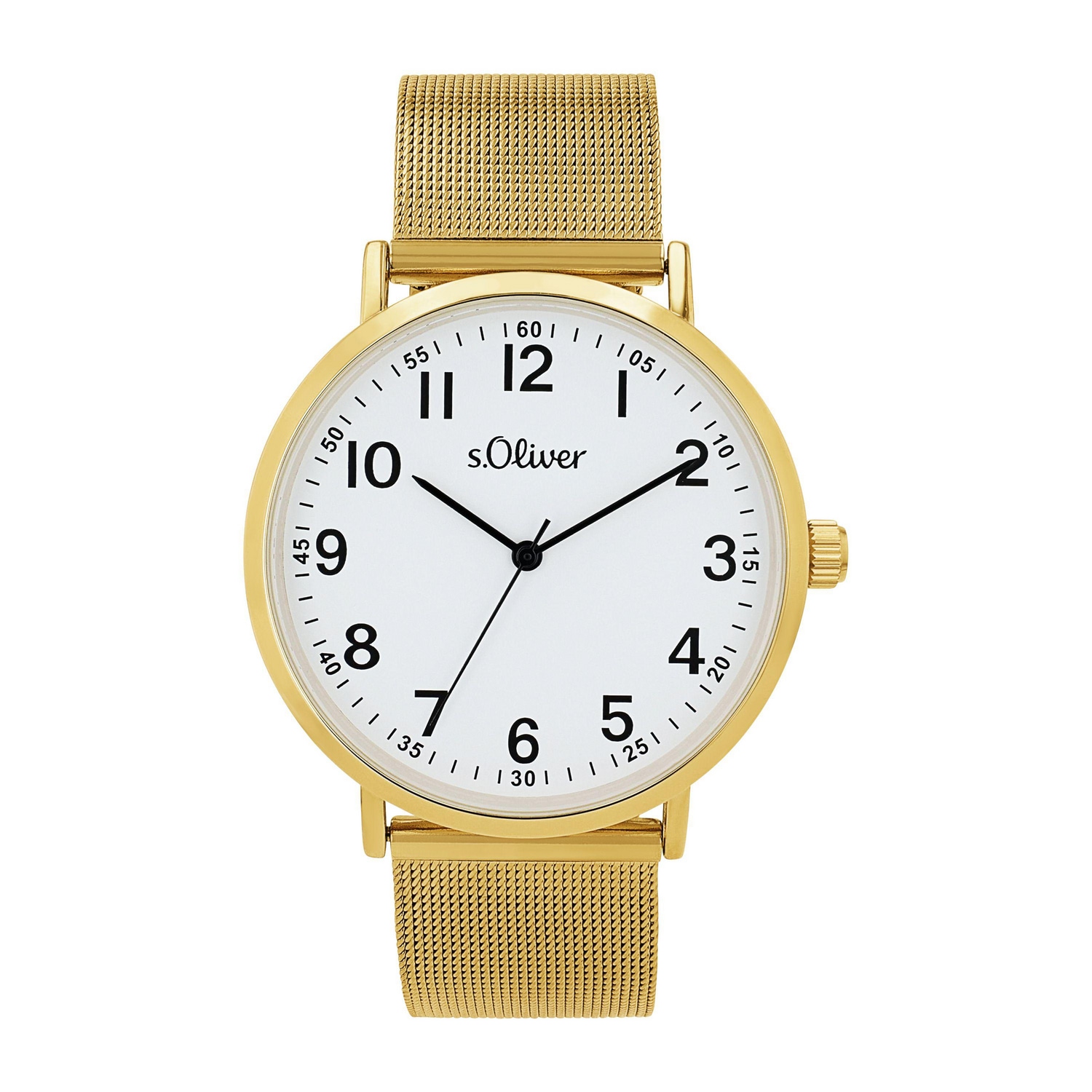 Quarzuhr S.OLIVER, gold (goldfarben), Armbanduhren, Kinder, Quarzuhr, Armbanduhr, Herrenuhr, Edelstahlarmband, analog