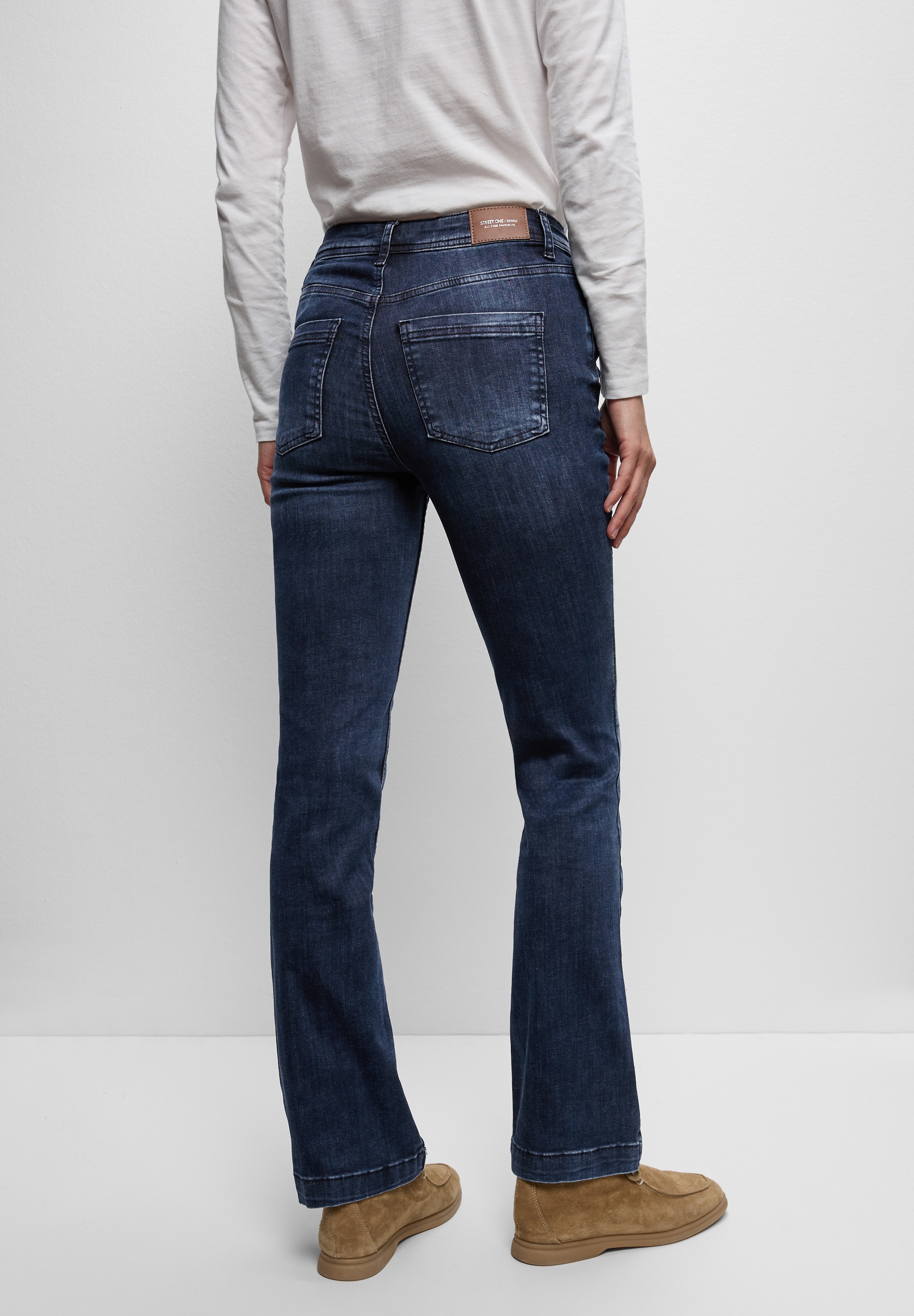Slim-fit-Jeans STREET ONE, Damen, Gr. 29, Länge 30, blau schwarz random washed, Jeans, 89% Baumwolle, 8% Polyester, 3% Elasthan, unifarben, lang, Jeans Slim-fit-Jeans, High Waist