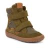 Barfußschuh FRODDO "BAREFOOT TEX WINTER", Kinder, Gr. 27, grün (khakifarben), Veloursleder, Textil, Basic, Schuhe, Klettschuh, Winterstiefel mit TEX-Membrane