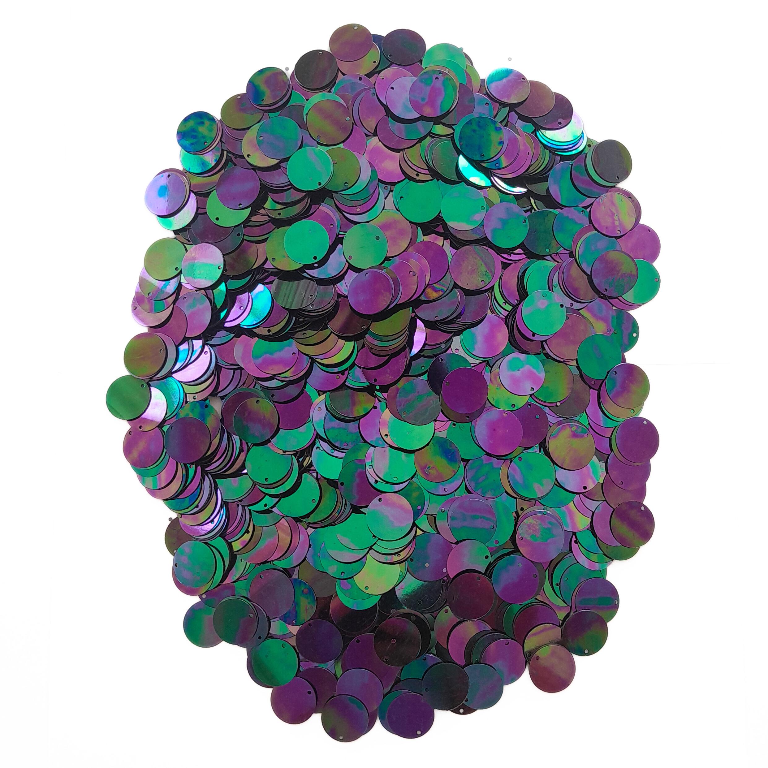 Paillettes irisées noires iris 20 mm/30 mm, Paillettes plates rondes avec trou supérieur, Vente en gros en vrac