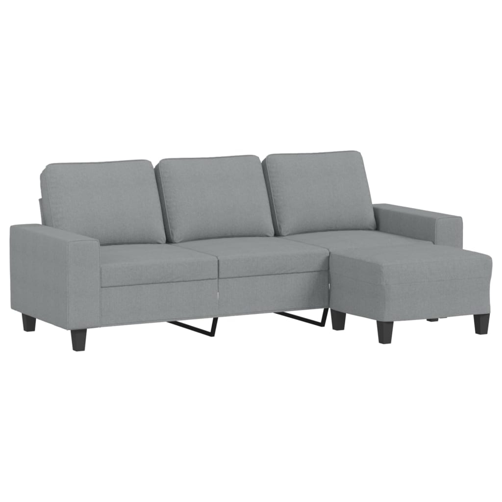 vidaXL 3-Sitzer-Sofa mit Hocker Hellgrau 180 cm Stoff Image