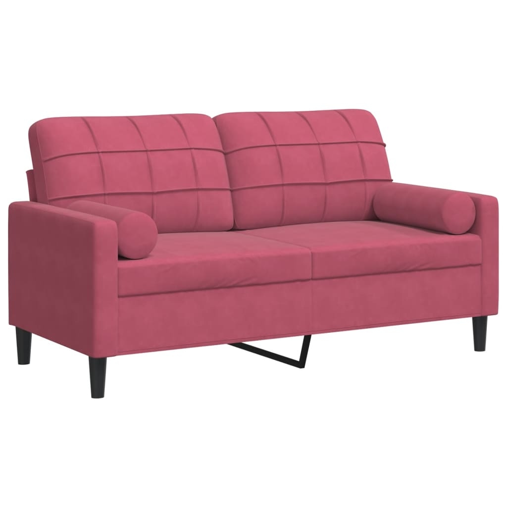 vidaXL 2-Sitzer-Sofa mit Zierkissen Weinrot 140 cm Samt Image