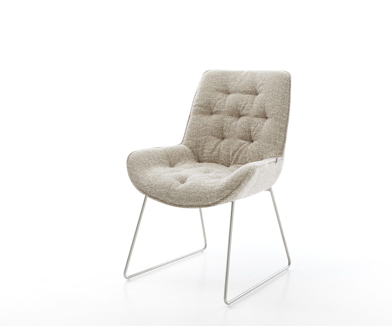 DELIFE Esszimmerstuhl Taimi-Flex Webstoff Soft Beige Kufengestell Edelstahl, Esszimmerstühle Image