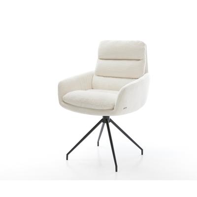 DELIFE Esszimmerstuhl Abelia-Flex mit Armlehnen Bouclé Soft Beige Kreuzgestell konisch Schwarz, Esszimmerstühle Image