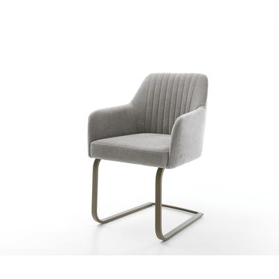 DELIFE Freischwinger Greg-Flex Strukturstoff Soft Grau Freischwinger flach Effektfinish Titan Taschenfederkern, Esszimmerstühle Image