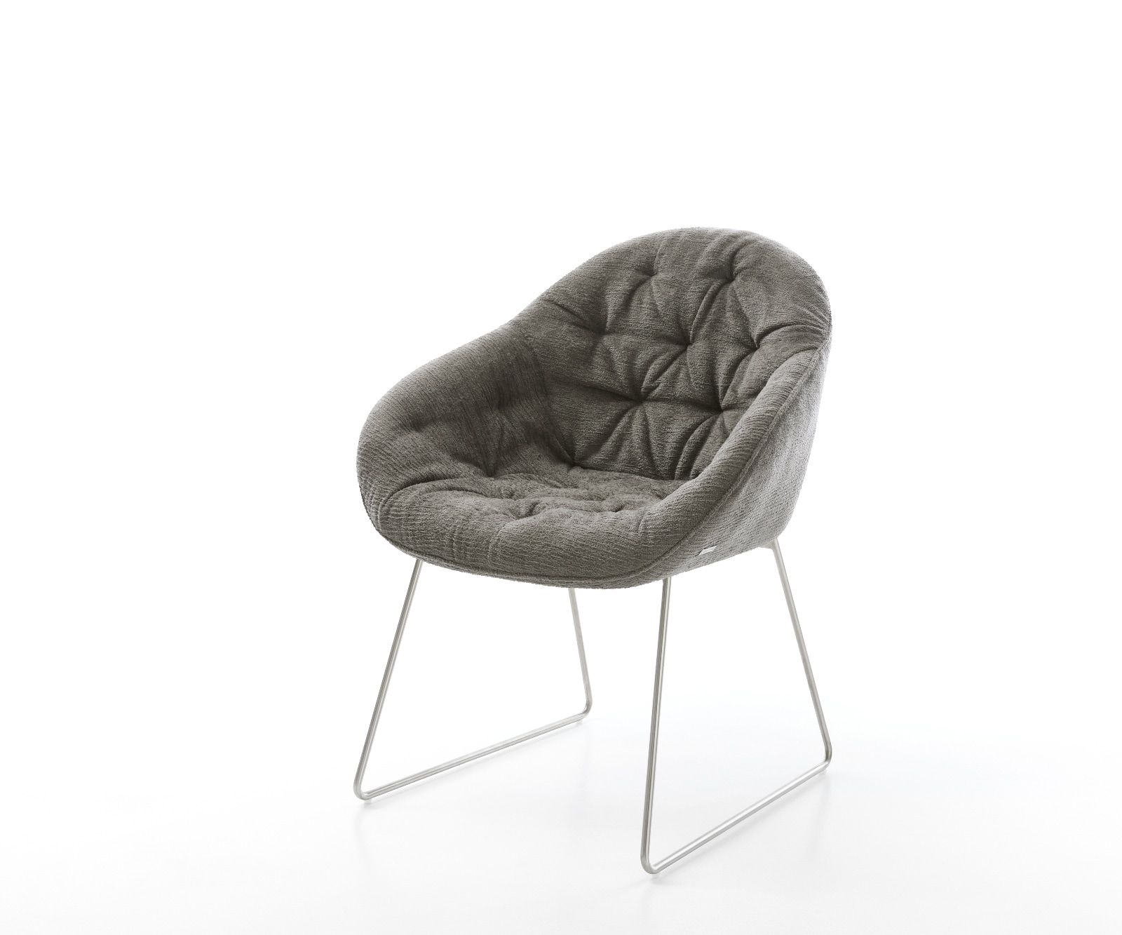 DELIFE Esszimmerstuhl Gaio-Flex Bouclé Soft Schlamm Kufengestell Edelstahl, Esszimmerstühle Image