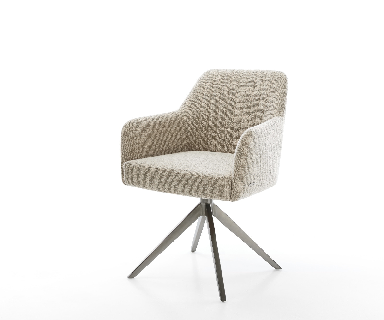 DELIFE Drehstuhl Greg-Flex Webstoff Soft Beige Kreuzgestell breit Graphit 360° drehbar Wippfunktion Taschenfederkern, Esszimmerstühle Image