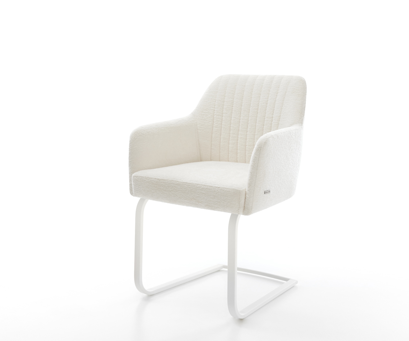 DELIFE Freischwinger Greg-Flex Bouclé Soft Beige Freischwinger flach Weiß Taschenfederkern, Esszimmerstühle Image