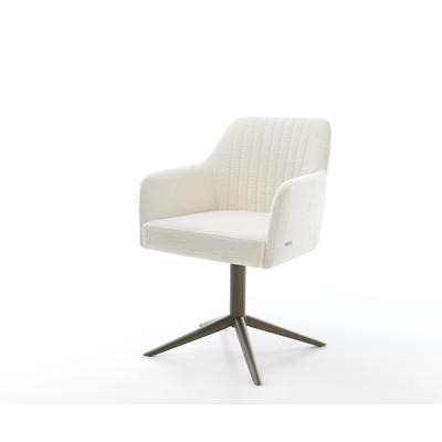 DELIFE Drehstuhl Greg-Flex Bouclé Soft Beige Fußkreuz Effektfinish Titan 360° drehbar Wippfunktion Taschenfederkern, Esszimmerstühle Image