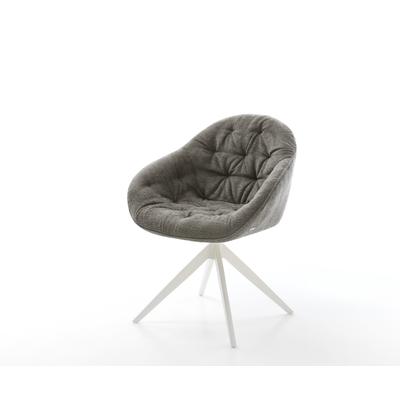 DELIFE Drehstuhl Gaio-Flex Bouclé Soft Schlamm Kreuzgestell breit Weiß 360° drehbar Wippfunktion, Esszimmerstühle Image