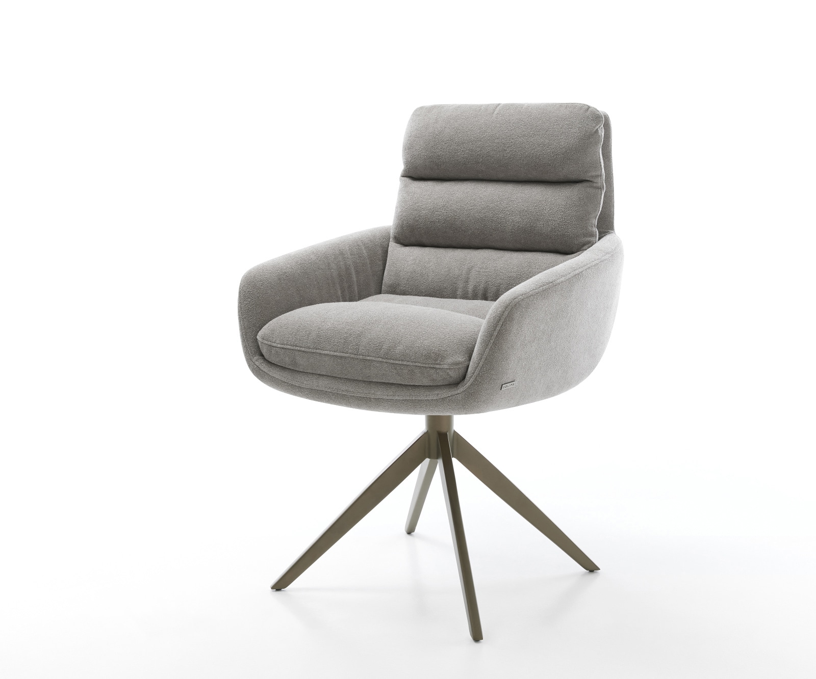 DELIFE Drehstuhl Abelia-Flex mit Armlehnen Strukturstoff Soft Grau Kreuzgestell breit Effektfinish Titan 360° drehbar Wippfunktion, Esszimmerstühle Image