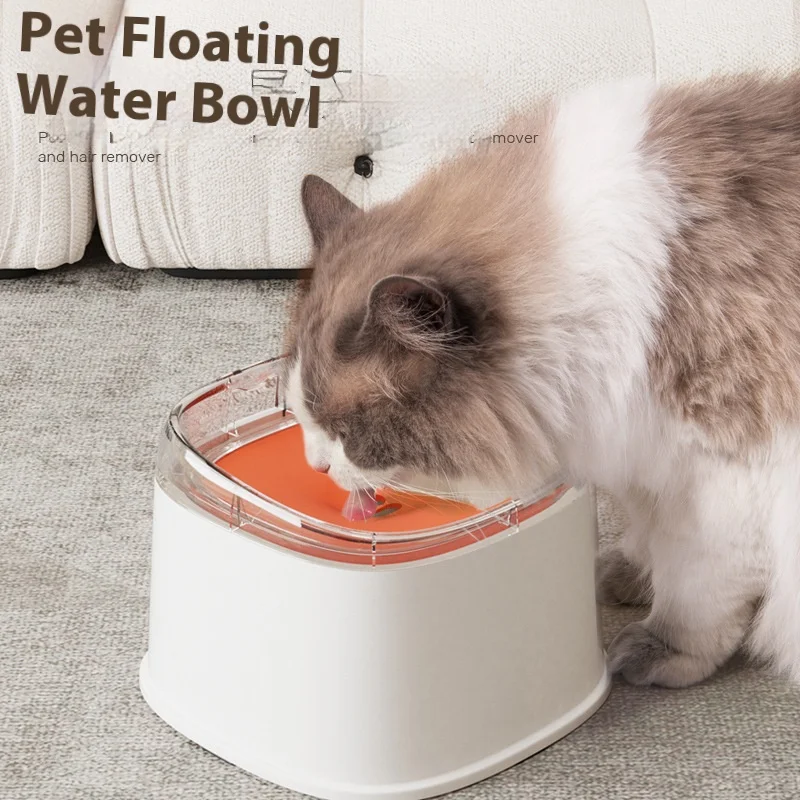 Auslaufsicherer Wasserspender für Haustiere, 2000 ml – schwimmendes Design, verhindert Spritzer und Staub, hält das Kinn des Haustiers immer trocken Image