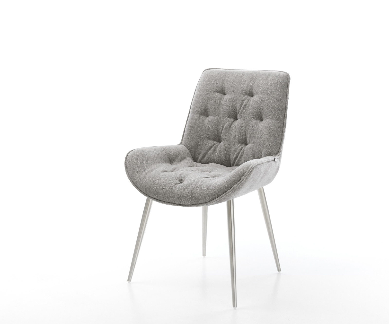 DELIFE Esszimmerstuhl Taimi-Flex Strukturstoff Soft Grau 4-Fuß konisch Edelstahl, Esszimmerstühle Image