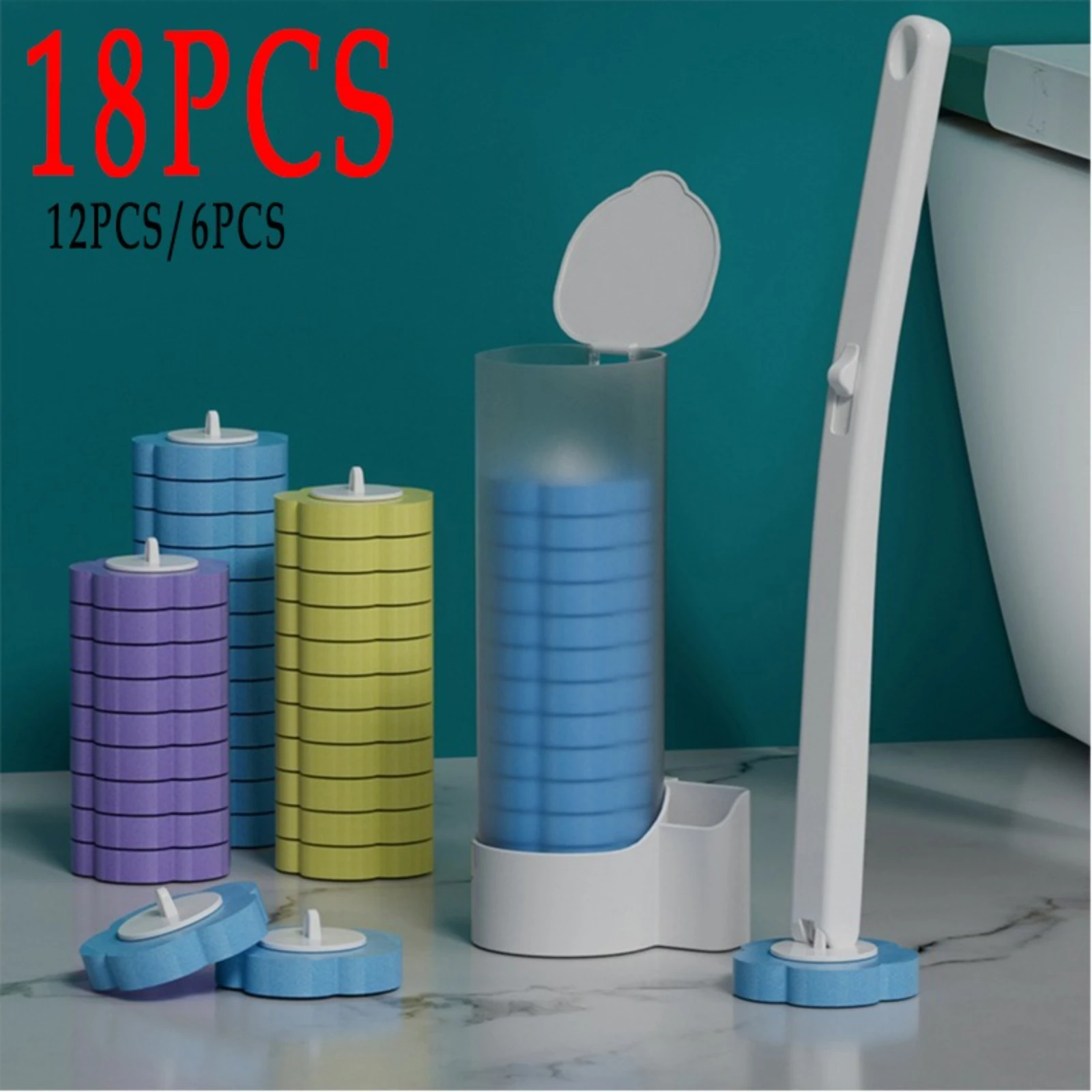 6/12/18 Pcs Wc Pinsel Einweg Ersatz Kopf Reinigung Kit Wc Schüssel Pinsel Langen Griff Wc Zubehör Werkzeug sauber Werkzeug Image