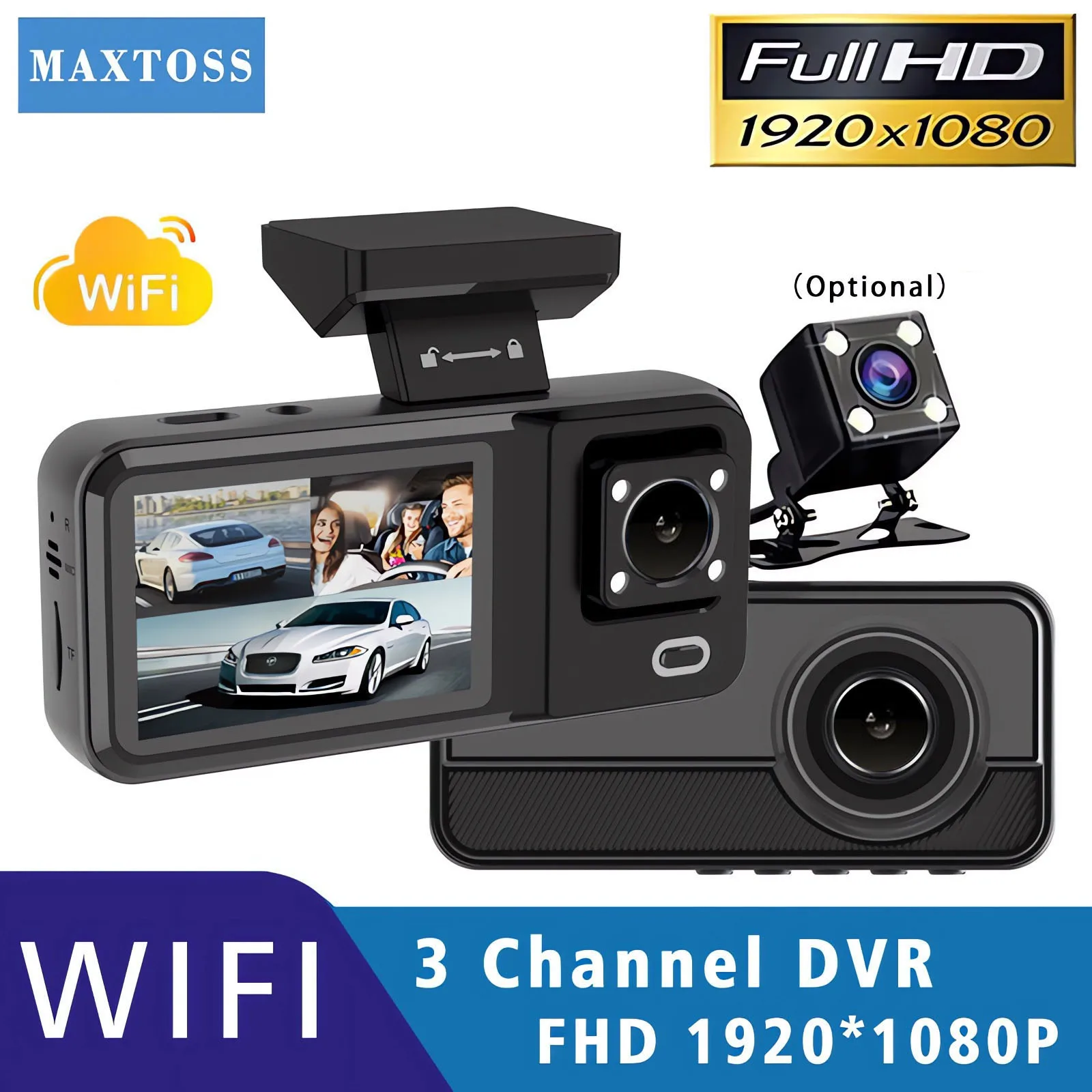 3 Kamera Auto DVR WIFI 1080P 3 Kanal Objektiv Innen Fahrzeug Dash CamDrei Weg DVR Recorder Video Registrator Dashcam Camcorder Image