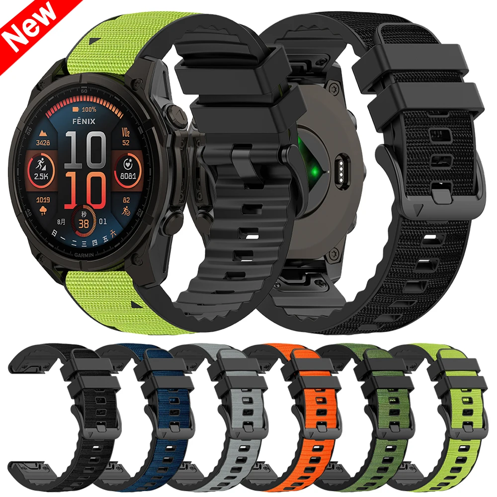 22 mm 26 mm Nylon-Silikon-Sportarmband für Garmin Enduro 3/Epix Gen2 pro/QUATIX 8/Fenix 8 PRO E 7x 6x D2 Bravo QuickFit-Armband Image