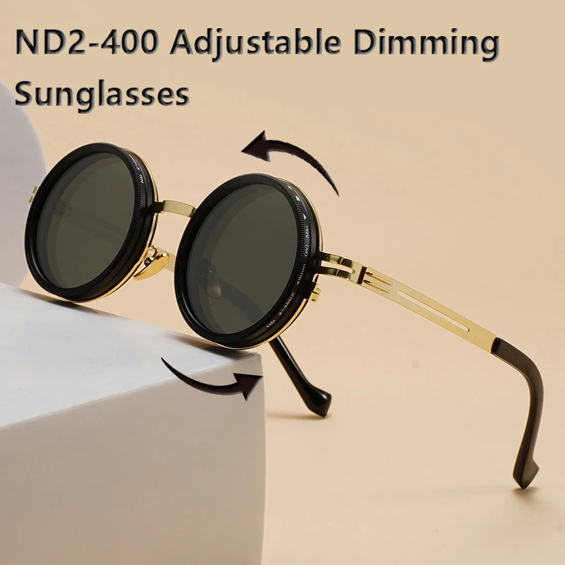 Neue Polarisierte Runde Sonnenbrille ND9 Einstellbare Dimmen Sonnenbrille Männer Frauen Retro Punk Angeln Brillen Outdoor Shades UV400 Image
